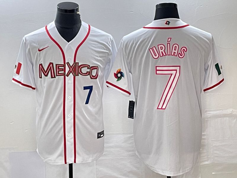 Men 2023 World Cub Mexico #7 Urias White Nike MLB Jersey57
